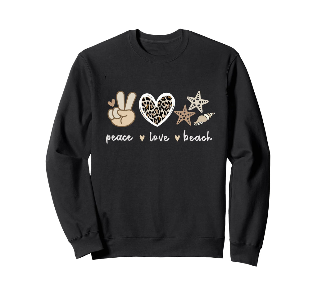 Leopard Peace Love Beach Summer Vibes Sweatshirt - Unique Graphic Unisex - T-Shirt, Sweatshirt, Hoodie