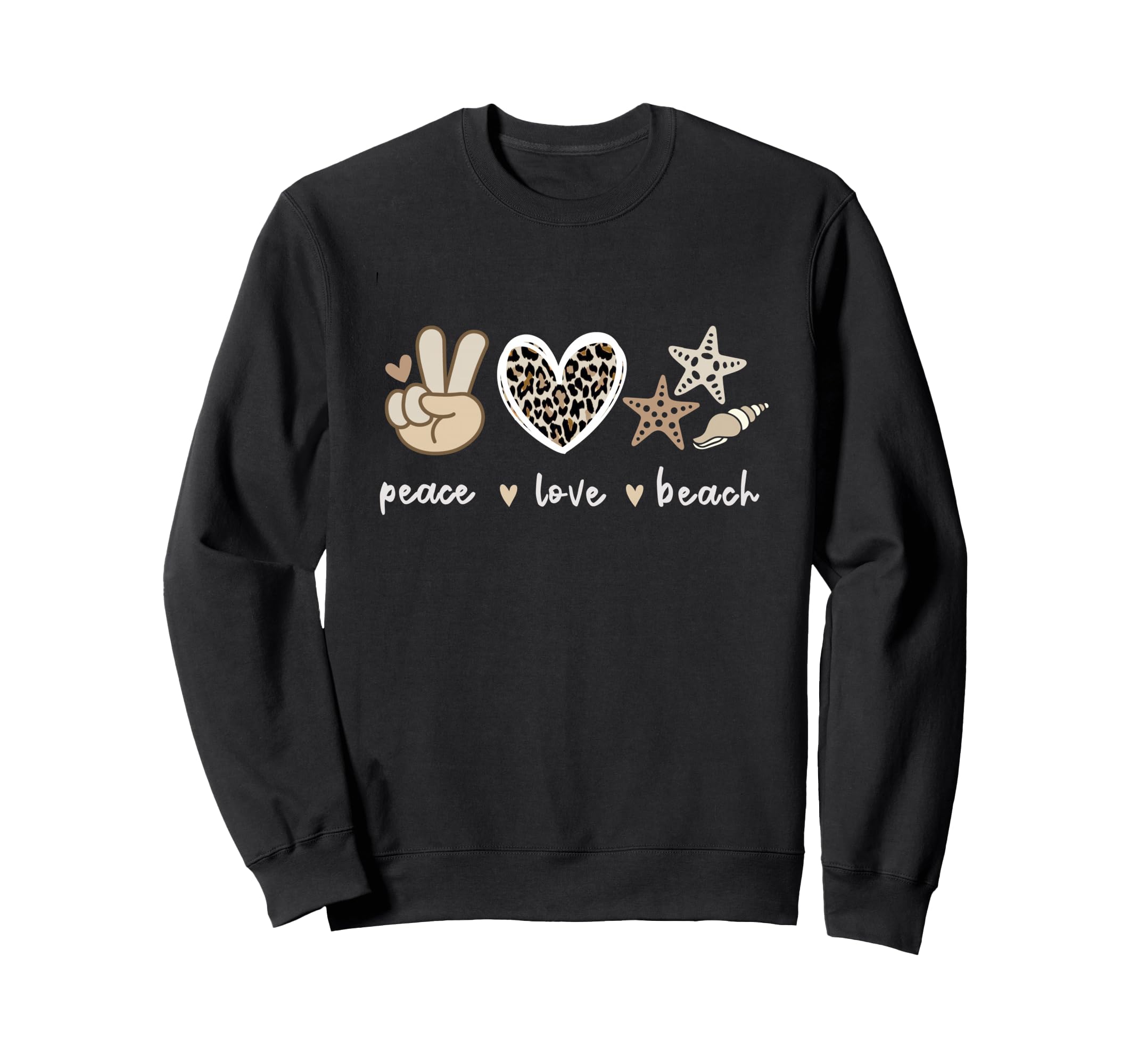 Leopard Peace Love Beach Summer Vibes Sweatshirt - Unique Graphic Unisex - T-Shirt, Sweatshirt, Hoodie