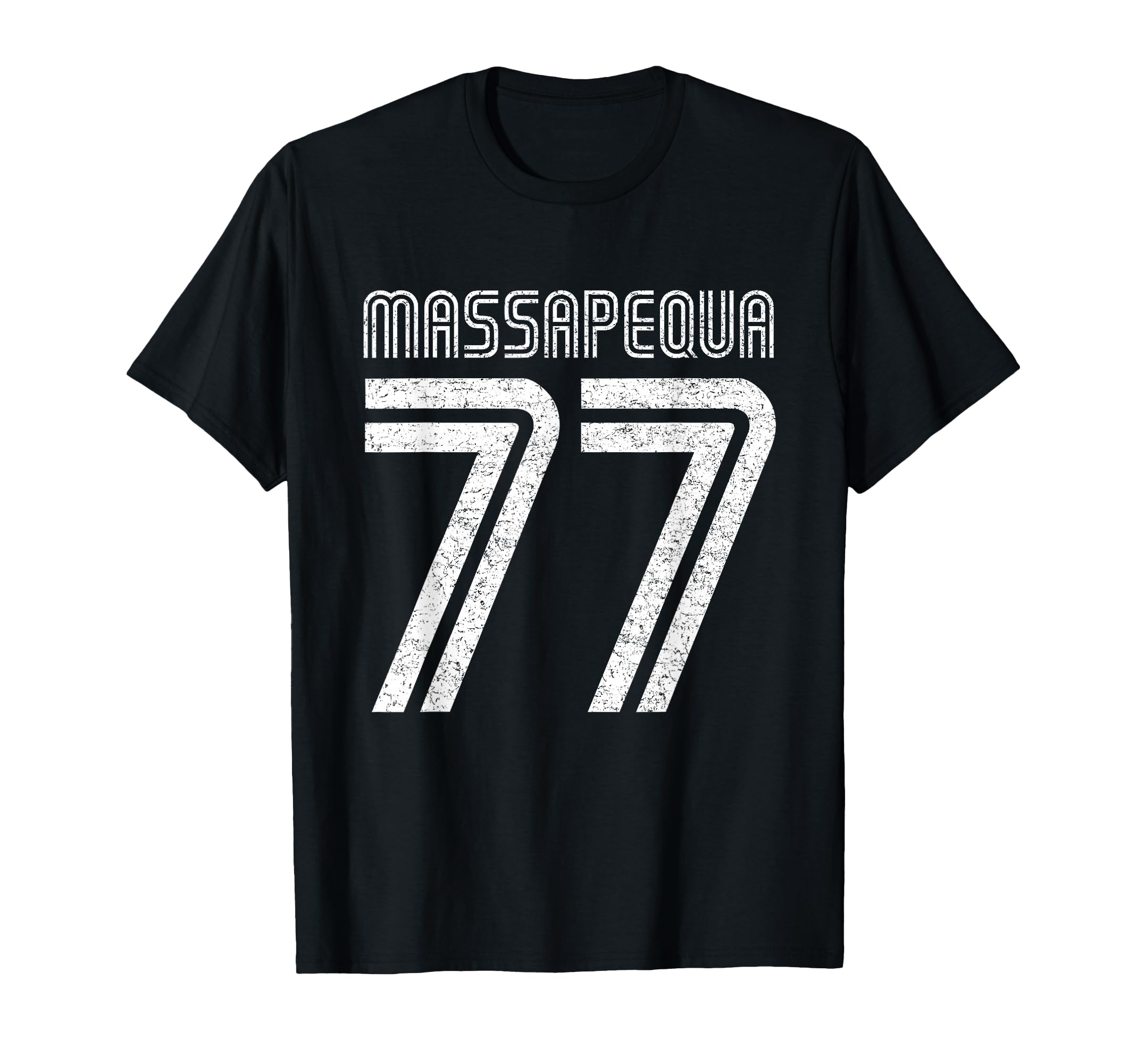 Massapequa 77 Distressed White T-Shirt - Graphic Print Unisex - T-Shirt, Sweatshirt, Hoodie