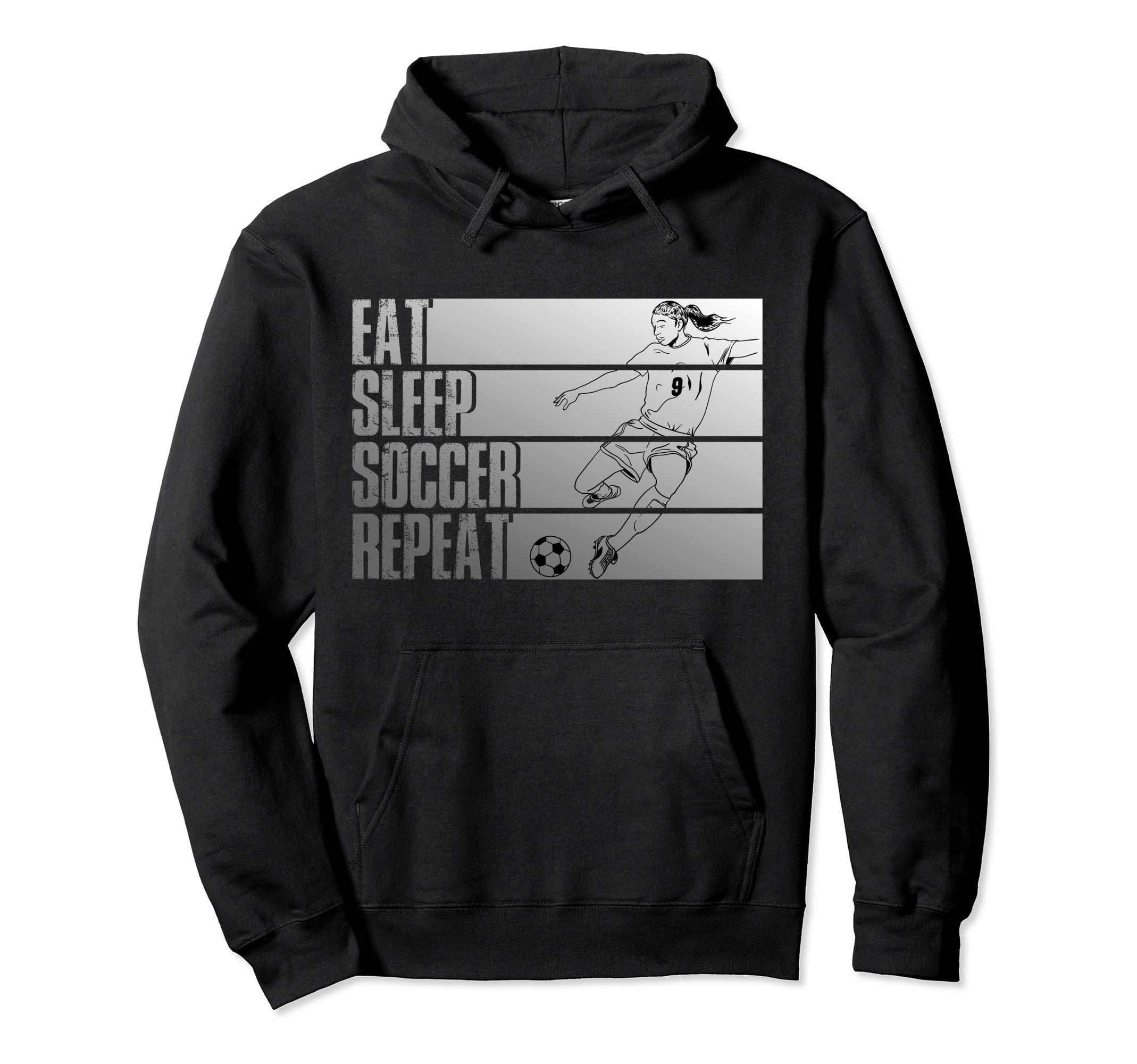Eat Sleep Soccer Repeat Funny Hoodie - Aesthetic Graphic for Adults - T-Shirt, Sweatshirt, Hoodie