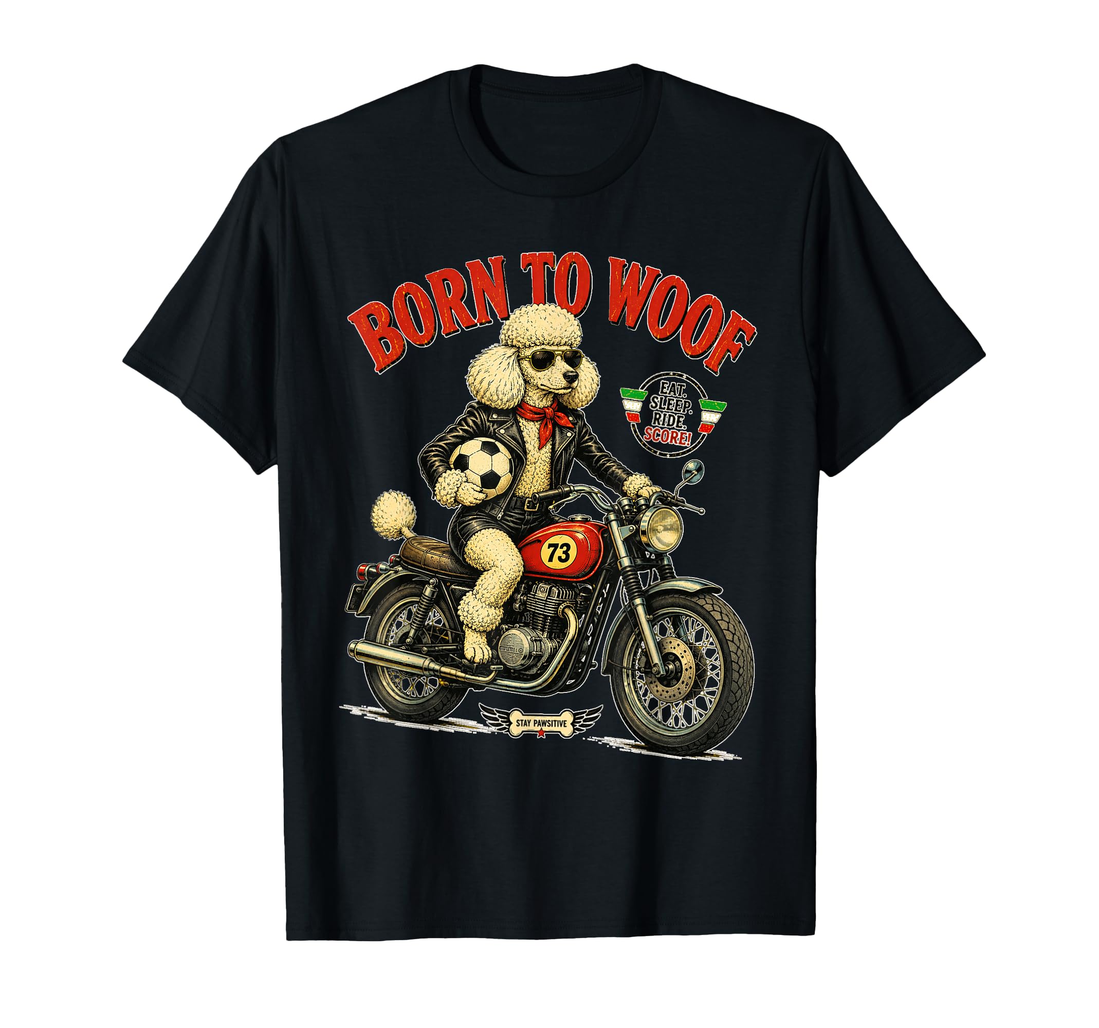 Poodle Motorbike Love Footbal Soccer T-Shirt - Unique Graphic Men Women - T-Shirt, Sweatshirt, Hoodie