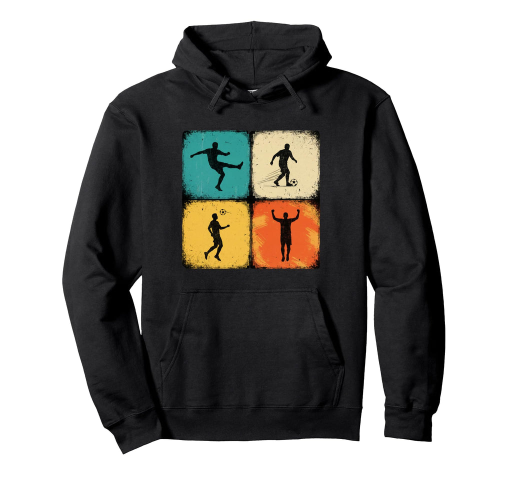 Soccer Player Multi Panel Colorful Hoodie - Aesthetic Graphic Men Women - T-Shirt, Sweatshirt, Hoodie