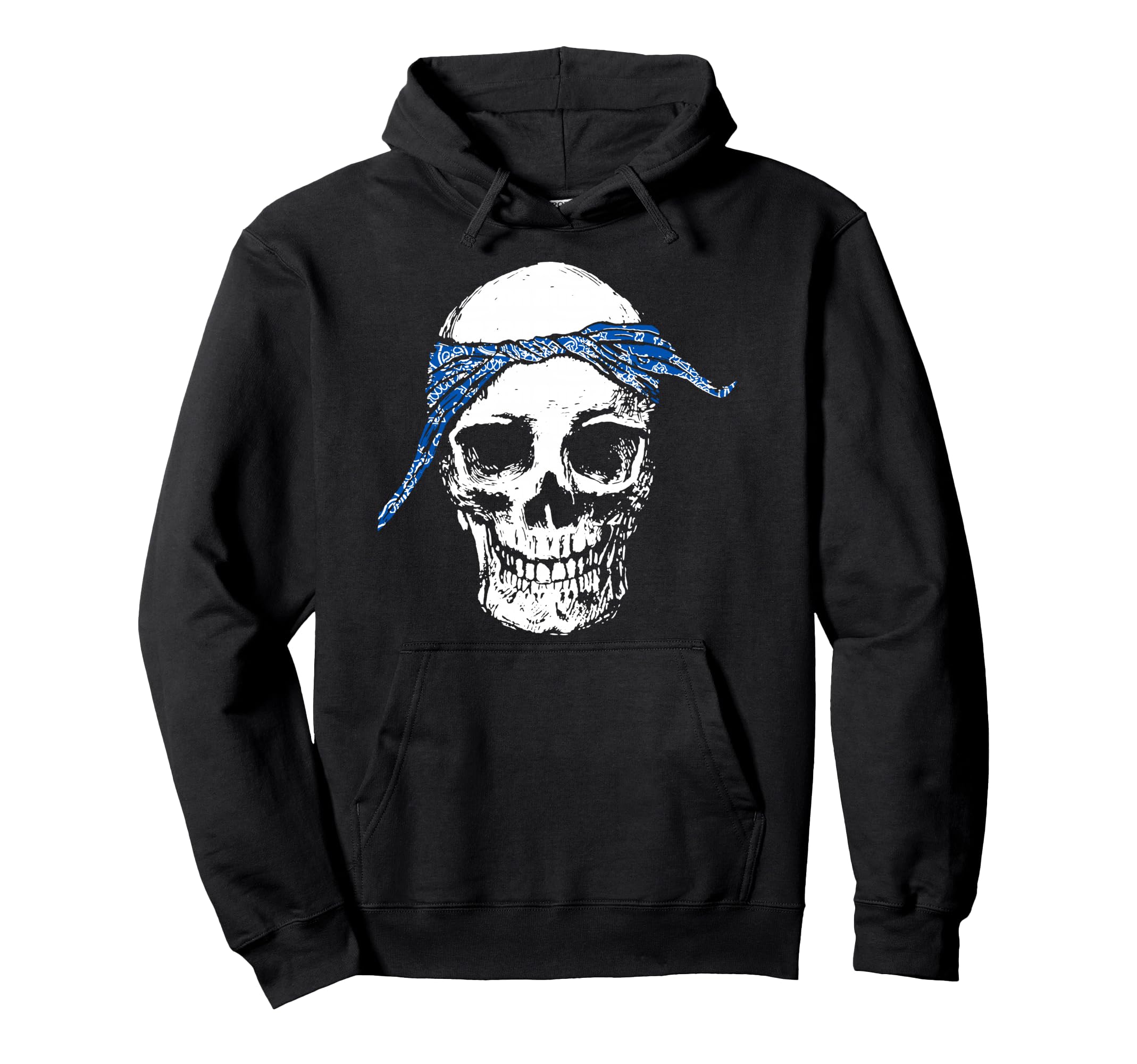 Hip Hop Skull Blue Do Rag Bandana Old Hoodie - Trendy Graphic Unisex - T-Shirt, Sweatshirt, Hoodie