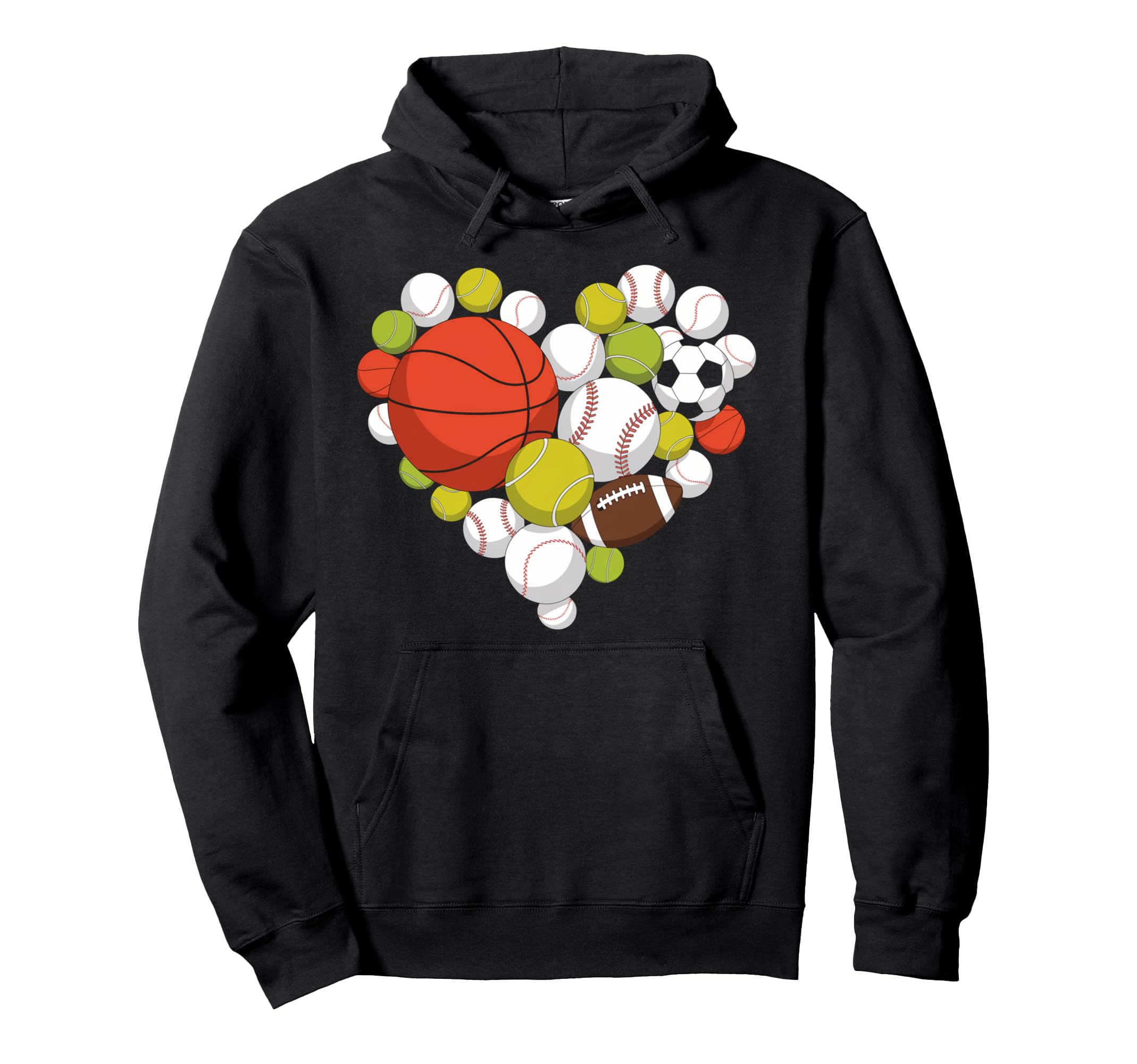 I Love Sports Basketball Football Hoodie - Fun Novelty Design for Adults - T-Shirt, Sweatshirt, Hoodie