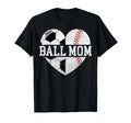 Mom Both Heart Soccer Baseball Sports T-Shirt - Novelty Apparel for Adults - T-Shirt, Sweatshirt, Hoodie