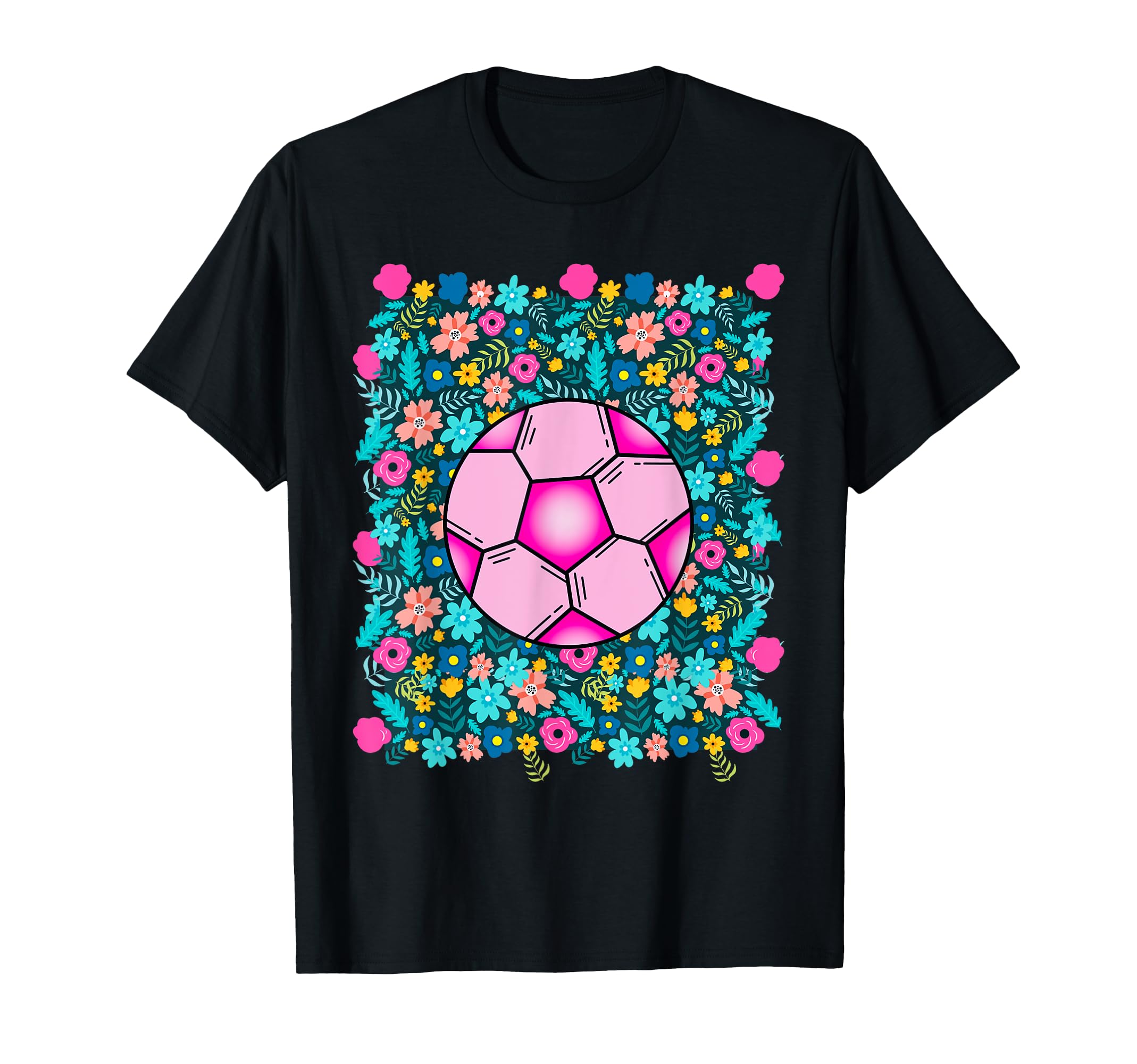 Floral Soccer Colorful Soccer Ball T-Shirt - Unique Graphic Men Women - T-Shirt, Sweatshirt, Hoodie