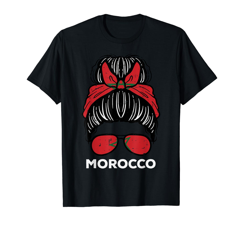 Morocco Flag Moroccan Hairbun T-Shirt - Minimalist Print for Adults - T-Shirt, Sweatshirt, Hoodie