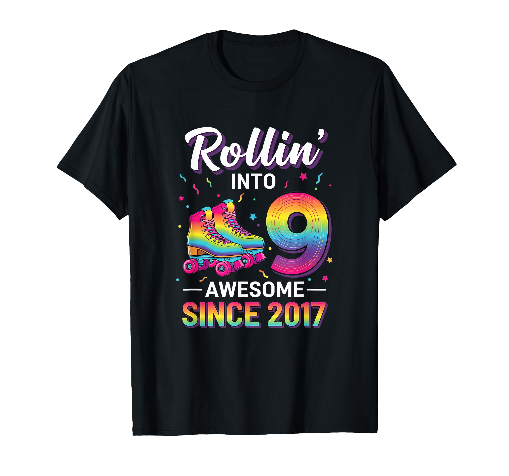 Rollin Into 9 Awesome Since 2017 Birthday T-Shirt - Custom Art Print Unisex - T-Shirt, Sweatshirt, Hoodie