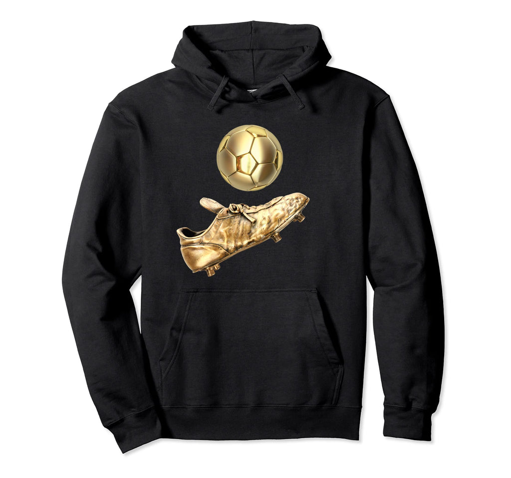 Gold Soccer Ball Soccer Player Cleats Hoodie - Novelty Apparel Men Women - T-Shirt, Sweatshirt, Hoodie
