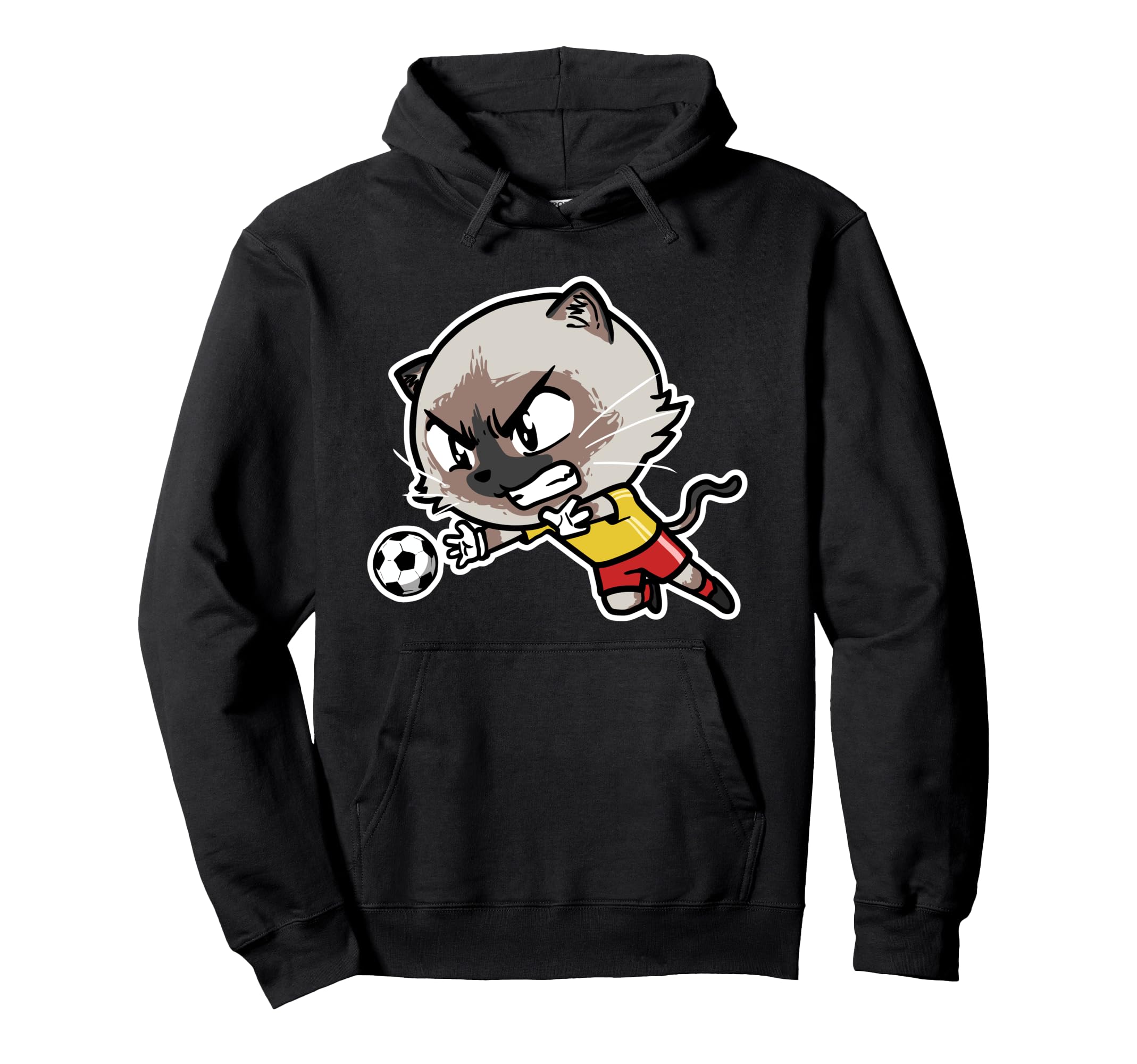 Kawaii Cat Football Soccer Player Hoodie - Custom Art Print for Adults - T-Shirt, Sweatshirt, Hoodie