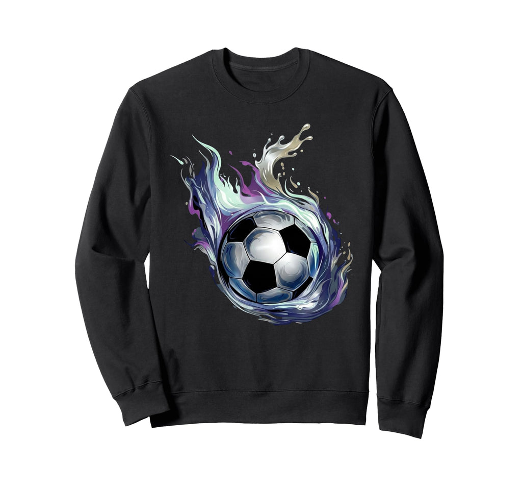 Blue Fire Soccer Ball Liquid Sweatshirt - Aesthetic Graphic Men Women - T-Shirt, Sweatshirt, Hoodie