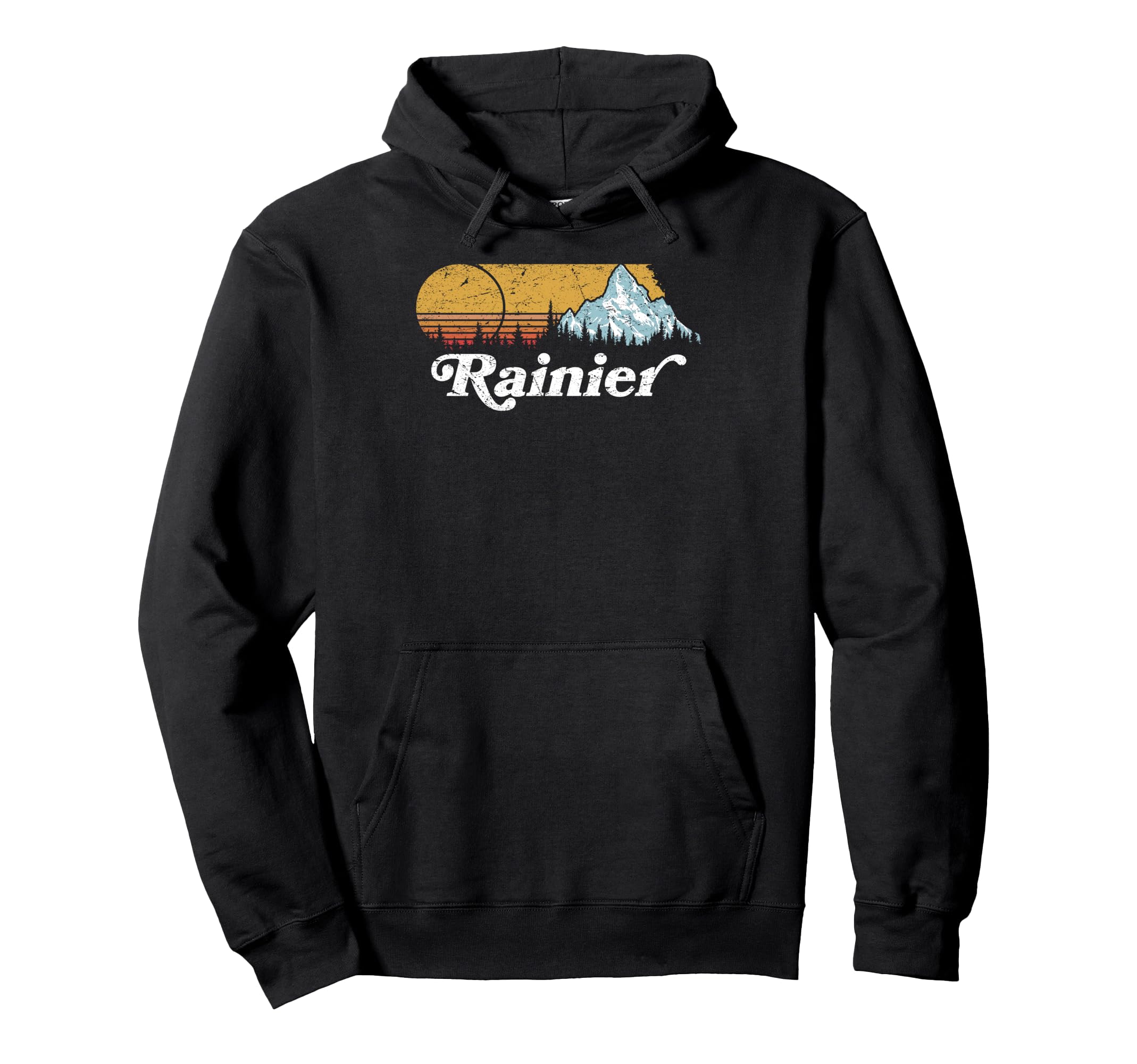 Mount Rainier Mountains Sun 80S Hoodie - Custom Art Print Unisex - T-Shirt, Sweatshirt, Hoodie