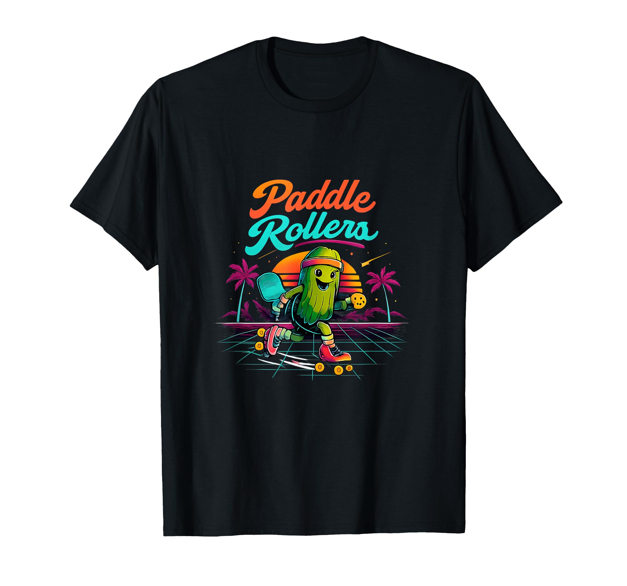 Paddle Rollers Pickleball Neon Skate T-Shirt - Unique Graphic Unisex - T-Shirt, Sweatshirt, Hoodie
