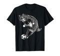 Funny Soccer Cat Playing Football T-Shirt - Custom Art Print Men Women - T-Shirt, Sweatshirt, Hoodie