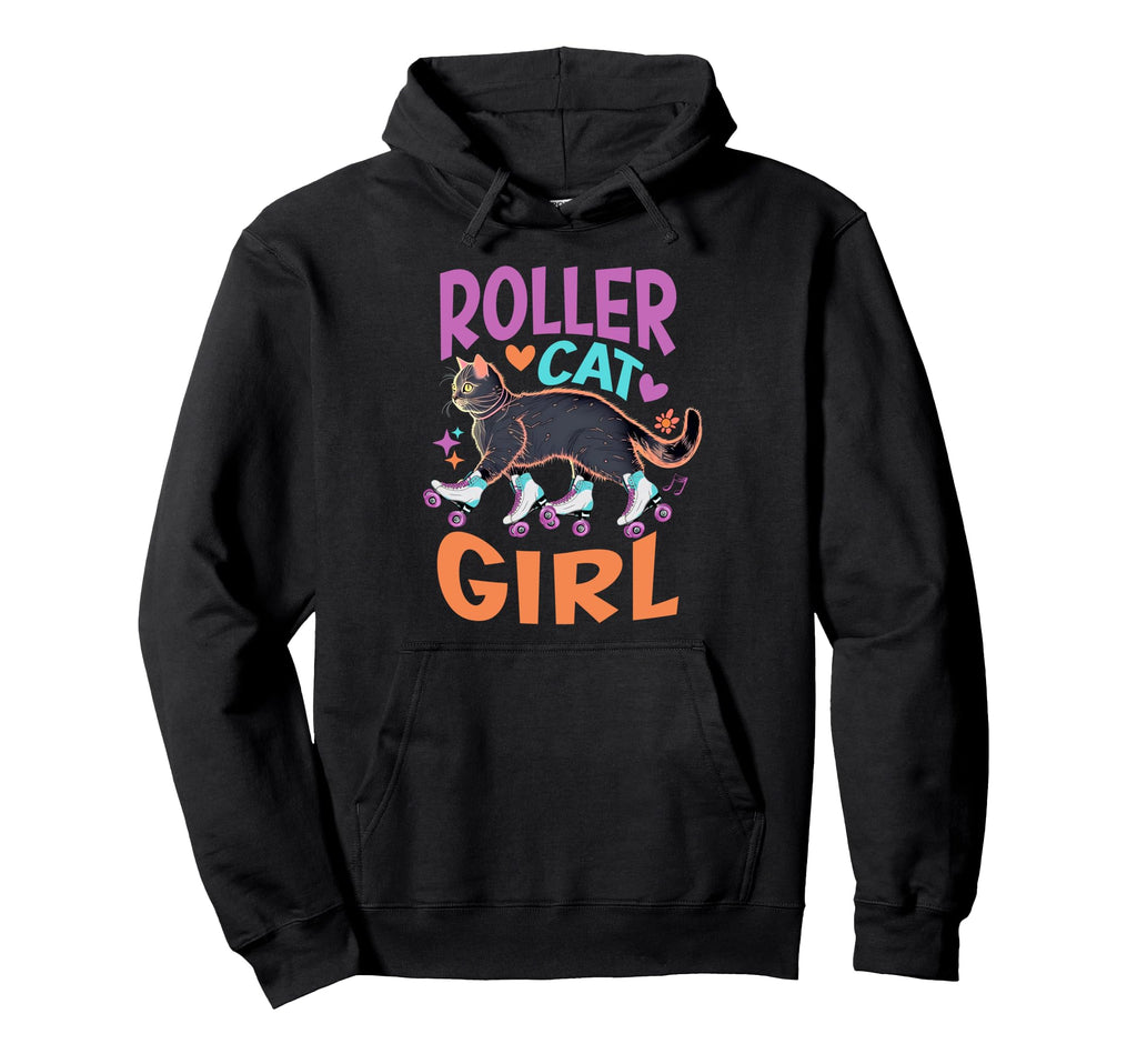Roller Skating Cat Funny Skaters Skate Hoodie - Unique Graphic Men Women - T-Shirt, Sweatshirt, Hoodie