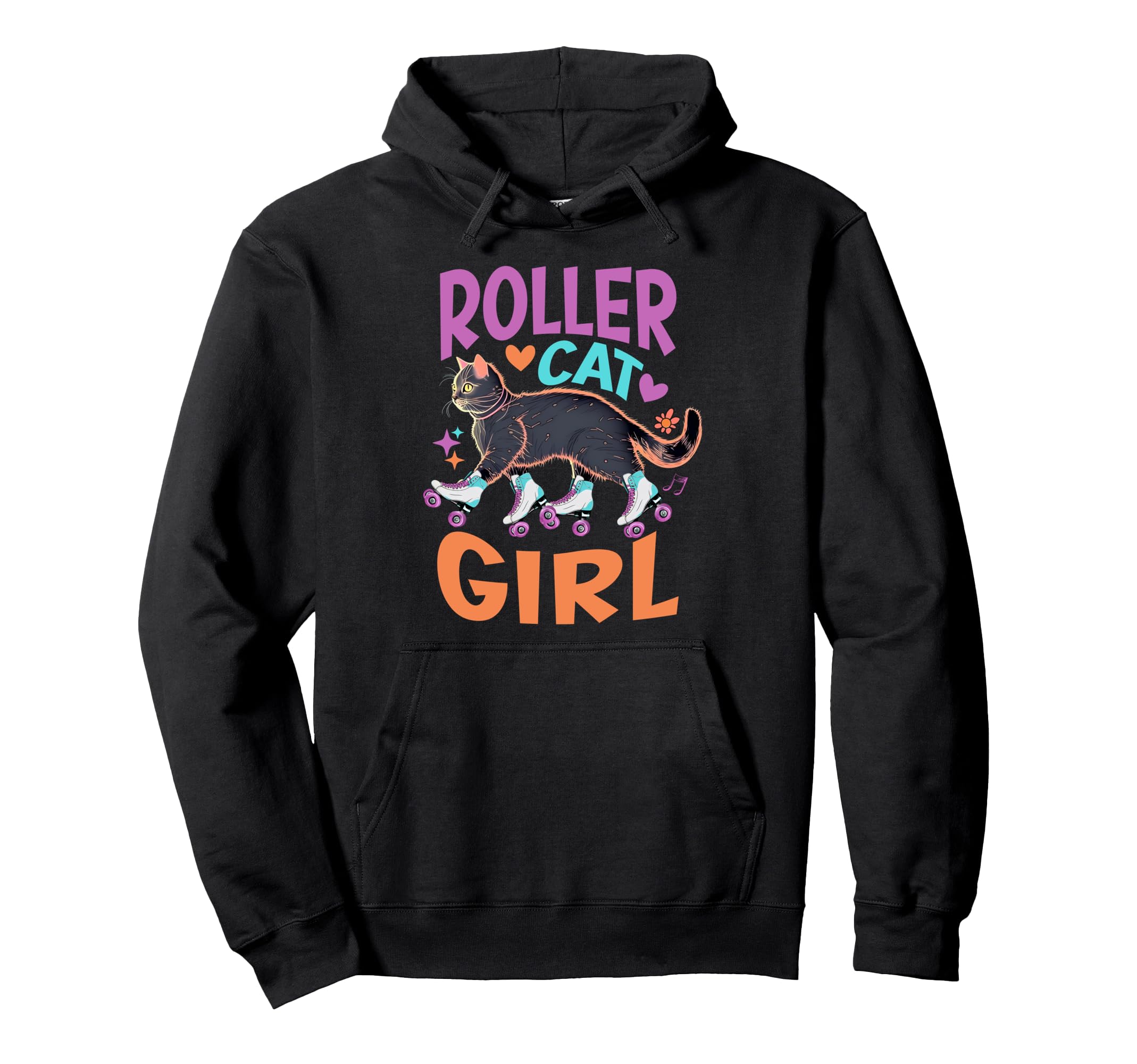 Roller Skating Cat Funny Skaters Skate Hoodie - Unique Graphic Men Women - T-Shirt, Sweatshirt, Hoodie