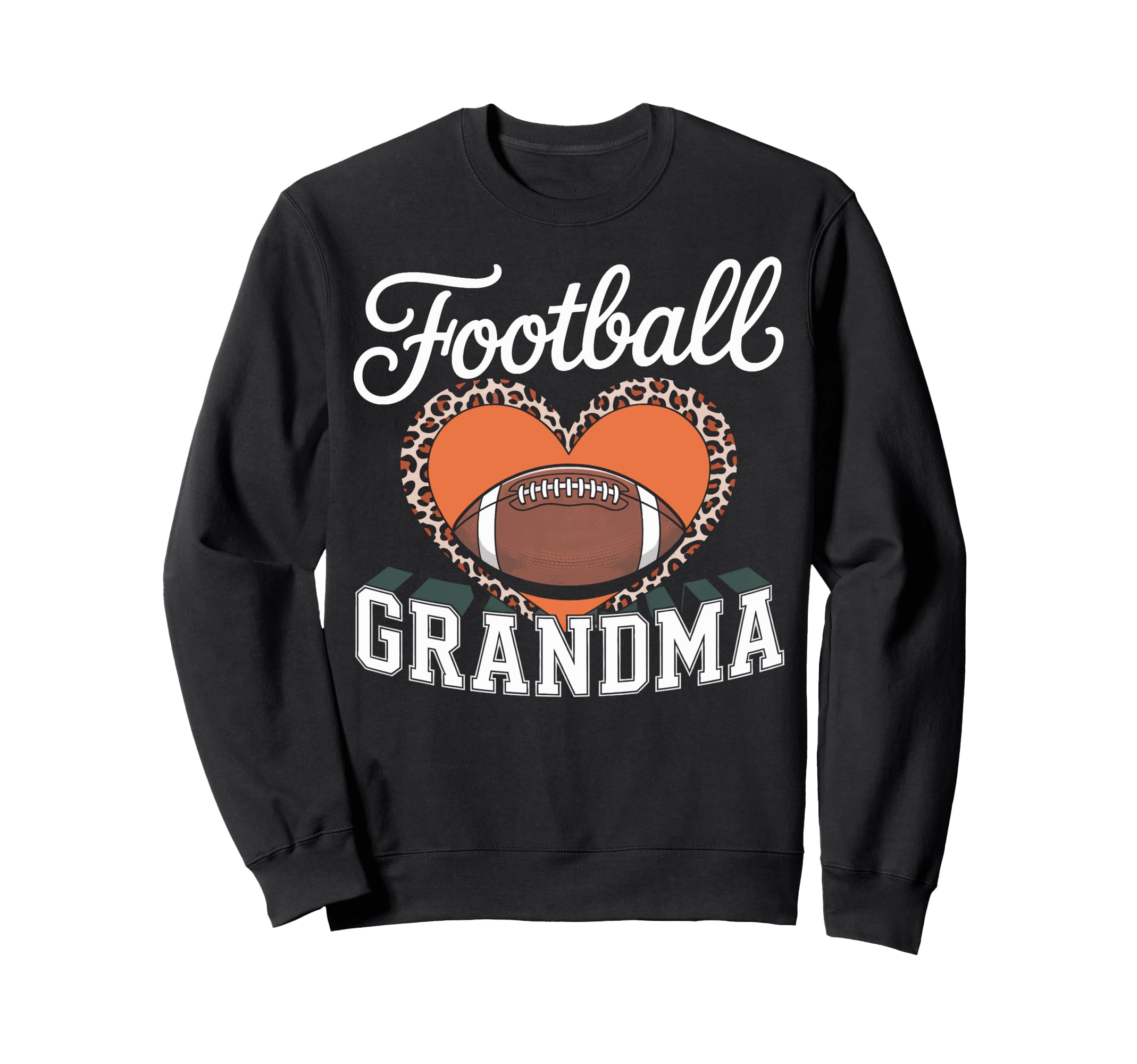 Football Grandma Heart Leopard Sweatshirt - Fun Novelty Design for Adults - T-Shirt, Sweatshirt, Hoodie
