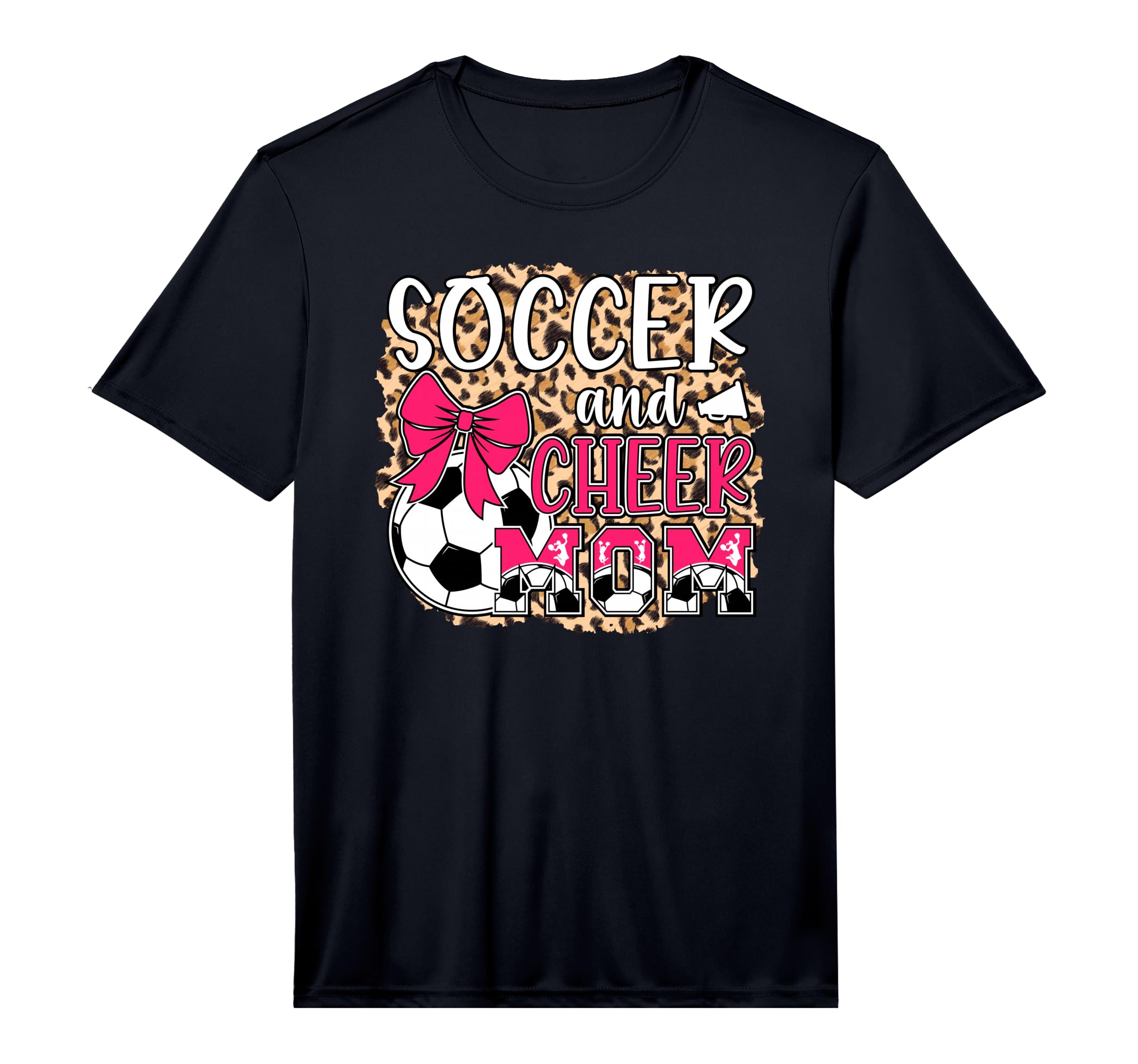 Mens Soccer And Cheer Mom Leopard T-Shirt - Fun Novelty Design for Adults - T-Shirt, Sweatshirt, Hoodie