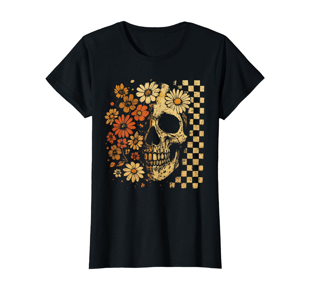 Floral Skull Grunge Aesthetic T-Shirt - Fun Novelty Design for Adults - T-Shirt, Sweatshirt, Hoodie
