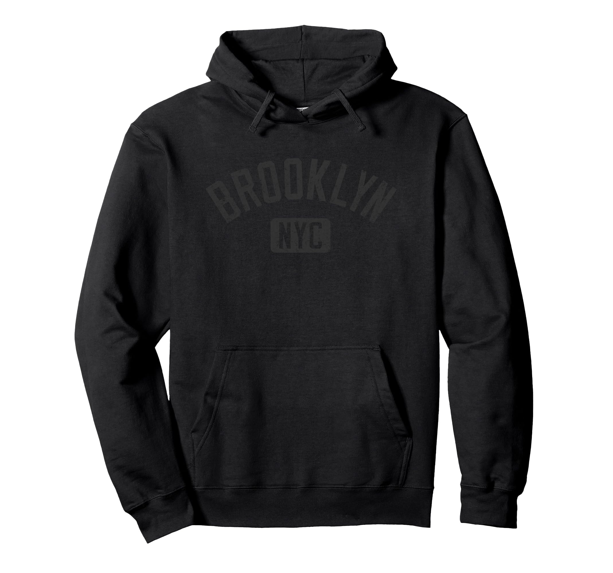 Brooklyn Nyc Arched Text Distressed Black Hoodie - Graphic Print Men Women - T-Shirt, Sweatshirt, Hoodie