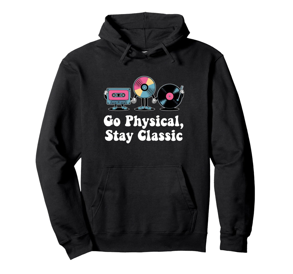 Go Physical Stay Music Lovers Cassette Hoodie - Graphic Print for Adults - T-Shirt, Sweatshirt, Hoodie