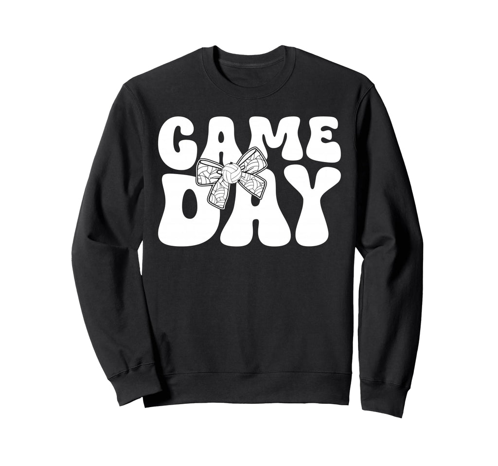Groovy Volleyball Game Day Bow Game Sweatshirt - Trendy Graphic Men Women - T-Shirt, Sweatshirt, Hoodie