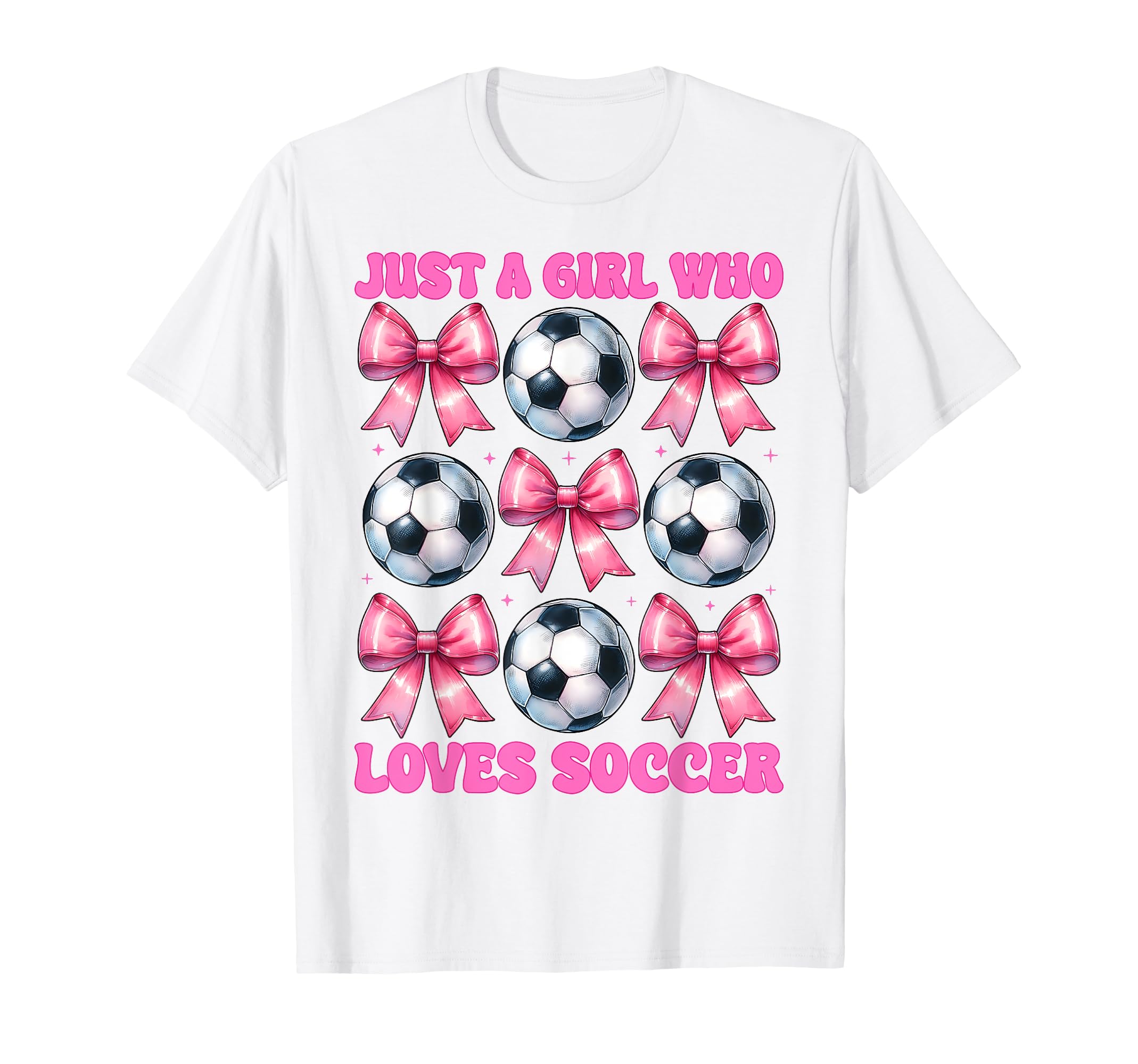 Just Who Loves Soccer Coquette Bow T-Shirt - Unique Graphic for Adults - T-Shirt, Sweatshirt, Hoodie