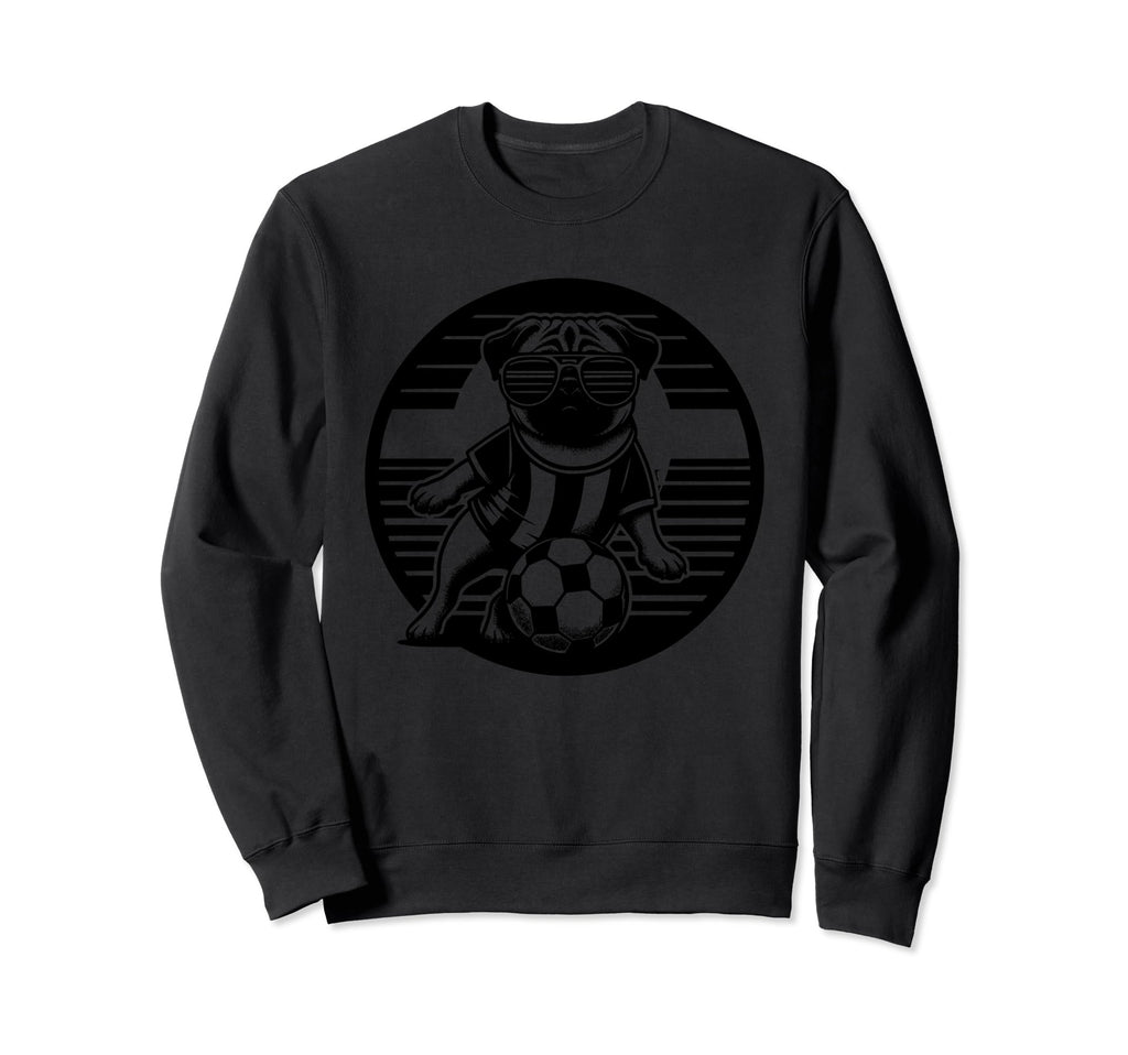 Black Silhouette Pug Dog Soccer Sweatshirt - Aesthetic Graphic for Adults - T-Shirt, Sweatshirt, Hoodie