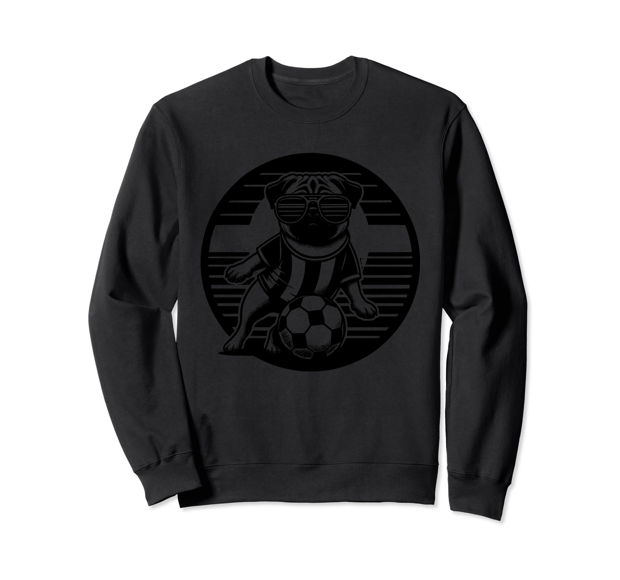 Black Silhouette Pug Dog Soccer Sweatshirt - Aesthetic Graphic for Adults - T-Shirt, Sweatshirt, Hoodie