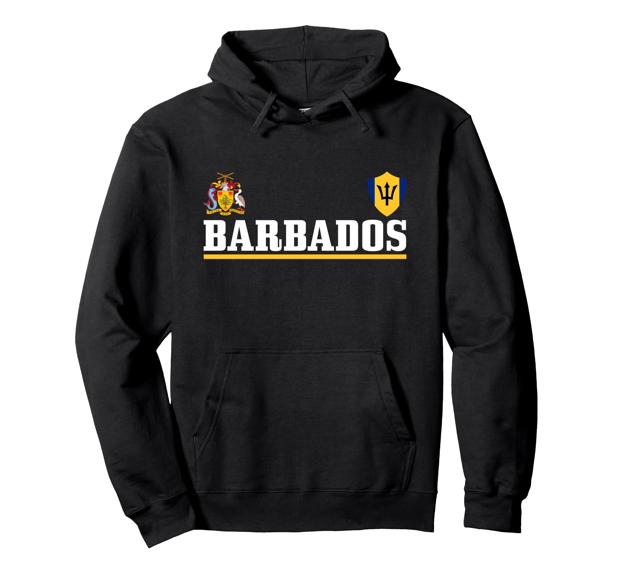 Barbados Heart Pride Soccer Sports Fan Hoodie - Novelty Apparel for Adults - T-Shirt, Sweatshirt, Hoodie