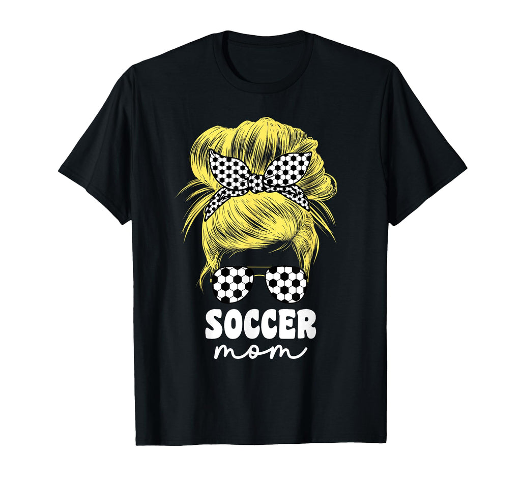 Proud Soccer Mom Mama Blond Messy Bun T-Shirt - Minimalist Print Men Women - T-Shirt, Sweatshirt, Hoodie