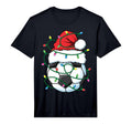 Funny Soccer Ball Santa Hat Lights T-Shirt - Fun Novelty Design Men Women - T-Shirt, Sweatshirt, Hoodie