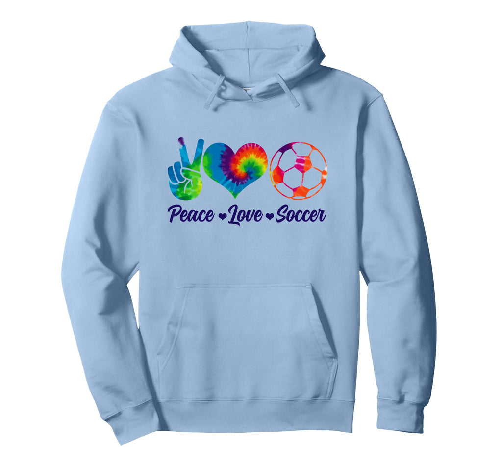 Soccer Tie Dye Peace Love Soccer Player Hoodie - Trendy Graphic for Adults - T-Shirt, Sweatshirt, Hoodie