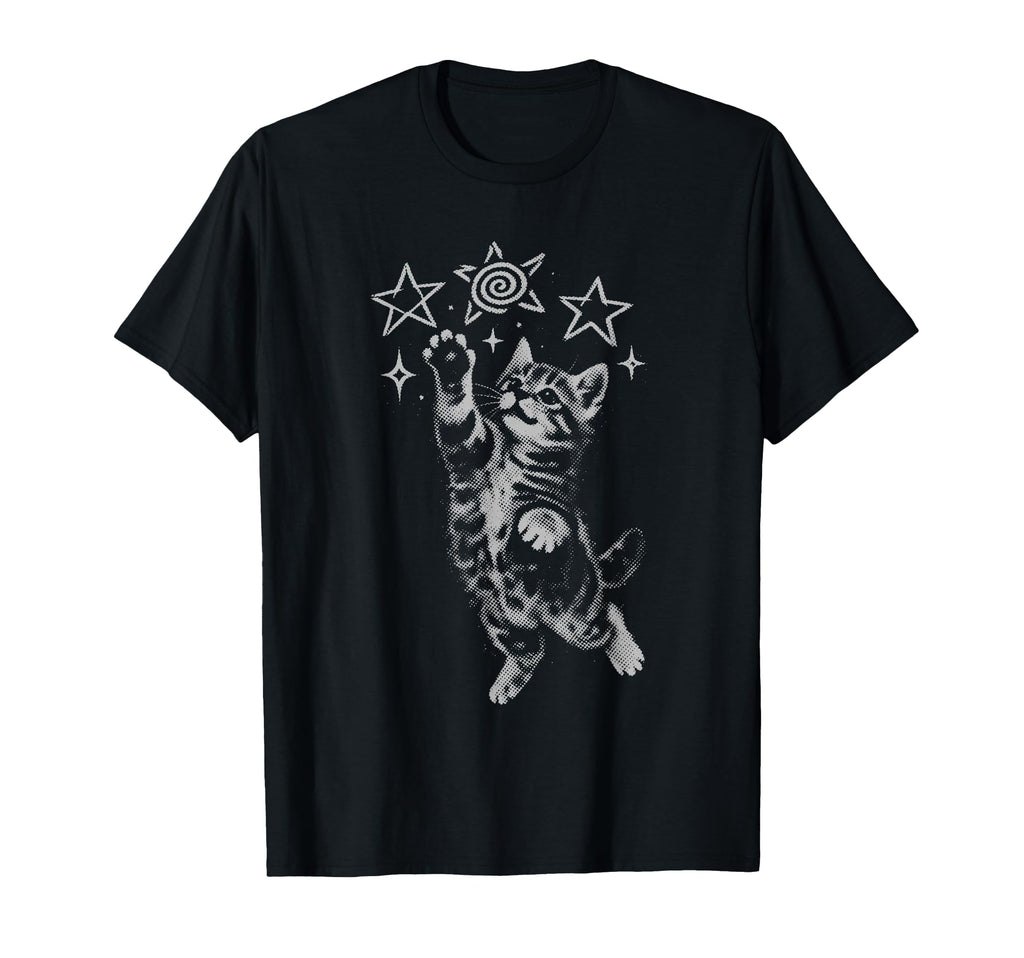 Y2K Cat Jumping Stars Silly 90S 2000S T-Shirt - Novelty Apparel Men Women - T-Shirt, Sweatshirt, Hoodie