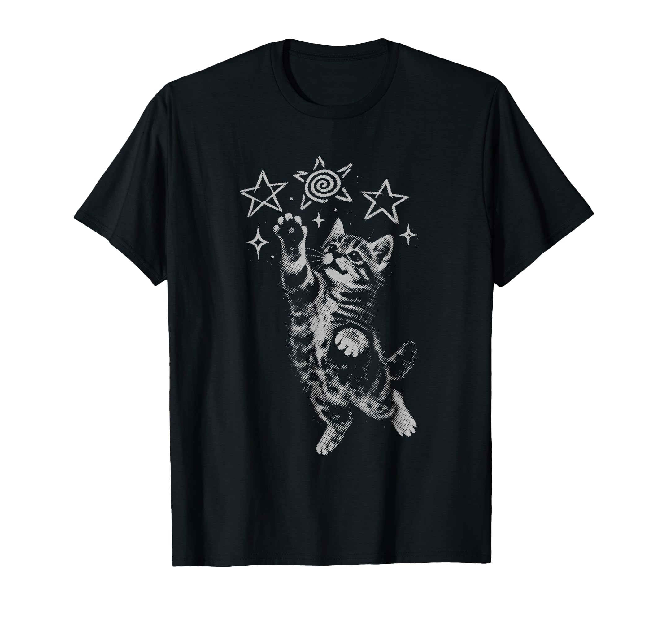 Y2K Cat Jumping Stars Silly 90S 2000S T-Shirt - Novelty Apparel Men Women - T-Shirt, Sweatshirt, Hoodie