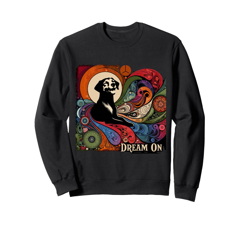 Groovy Dog Dreams Psychedelic 60S Sweatshirt - Unique Graphic Unisex - T-Shirt, Sweatshirt, Hoodie