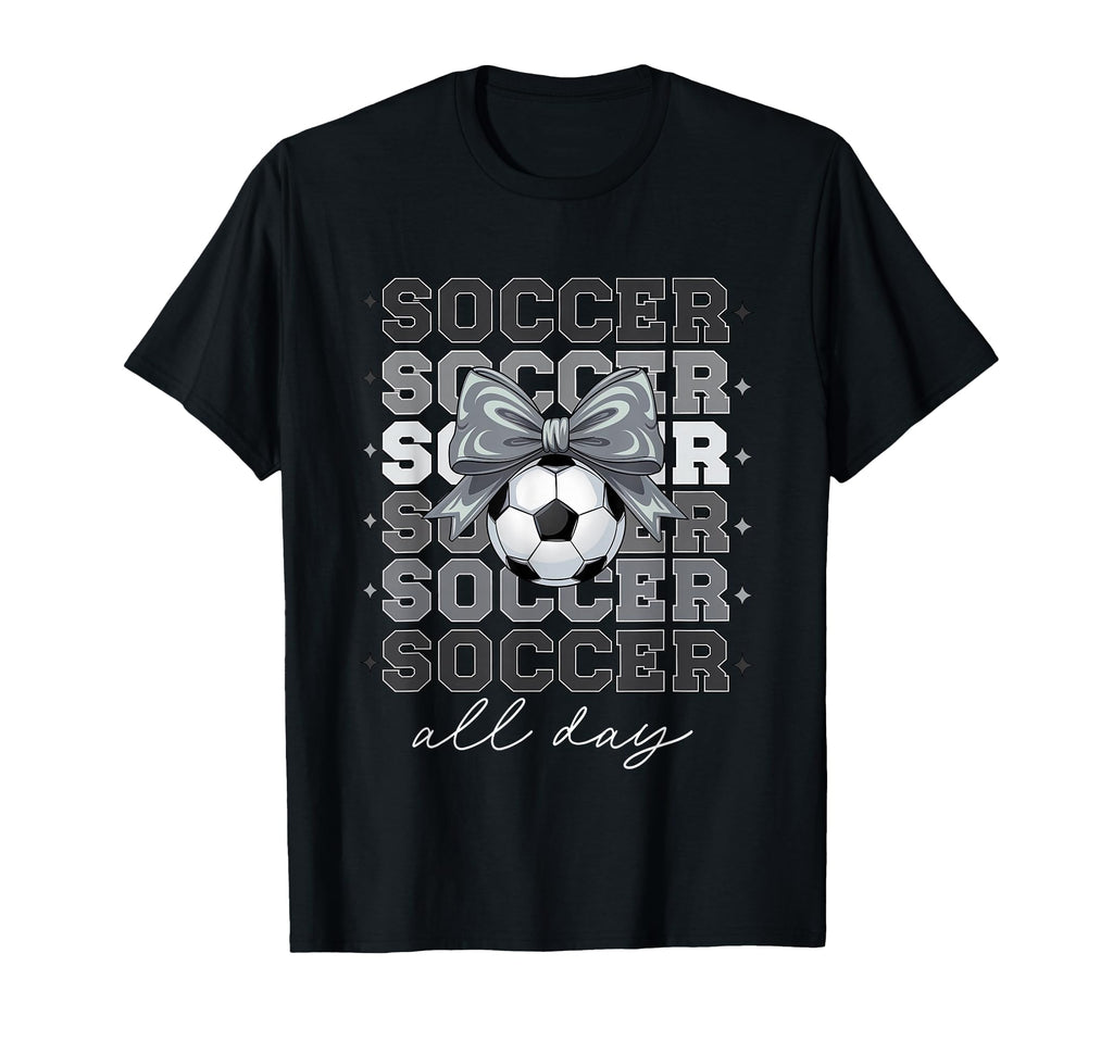 Groovy Soccer Coquette Bow Soccer T-Shirt - Aesthetic Graphic for Adults - T-Shirt, Sweatshirt, Hoodie