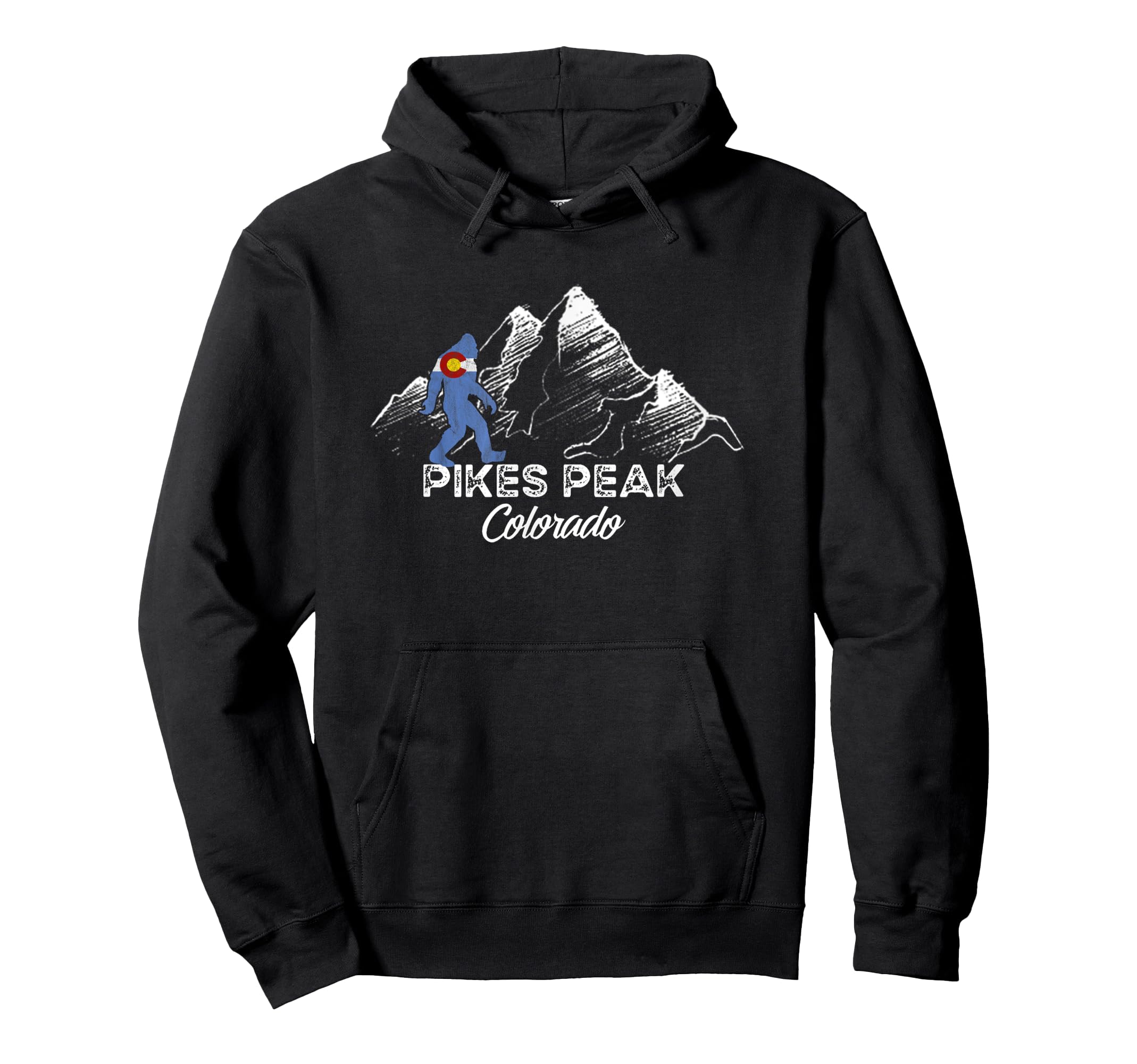 Pikes Peak Colorado National Park Bigfoot Hoodie - Graphic Print Men Women - T-Shirt, Sweatshirt, Hoodie