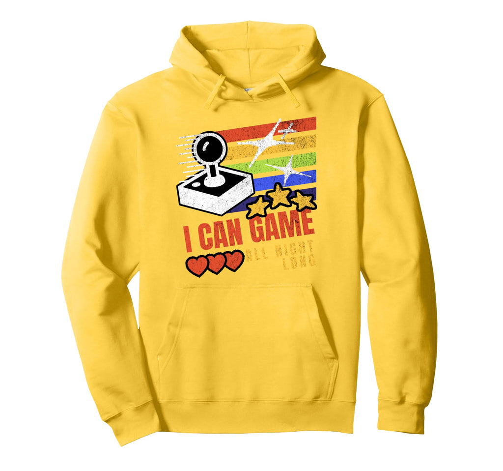 I Can Game All Night Long Arcade Joystick Hoodie - Graphic Print for Adults - T-Shirt, Sweatshirt, Hoodie