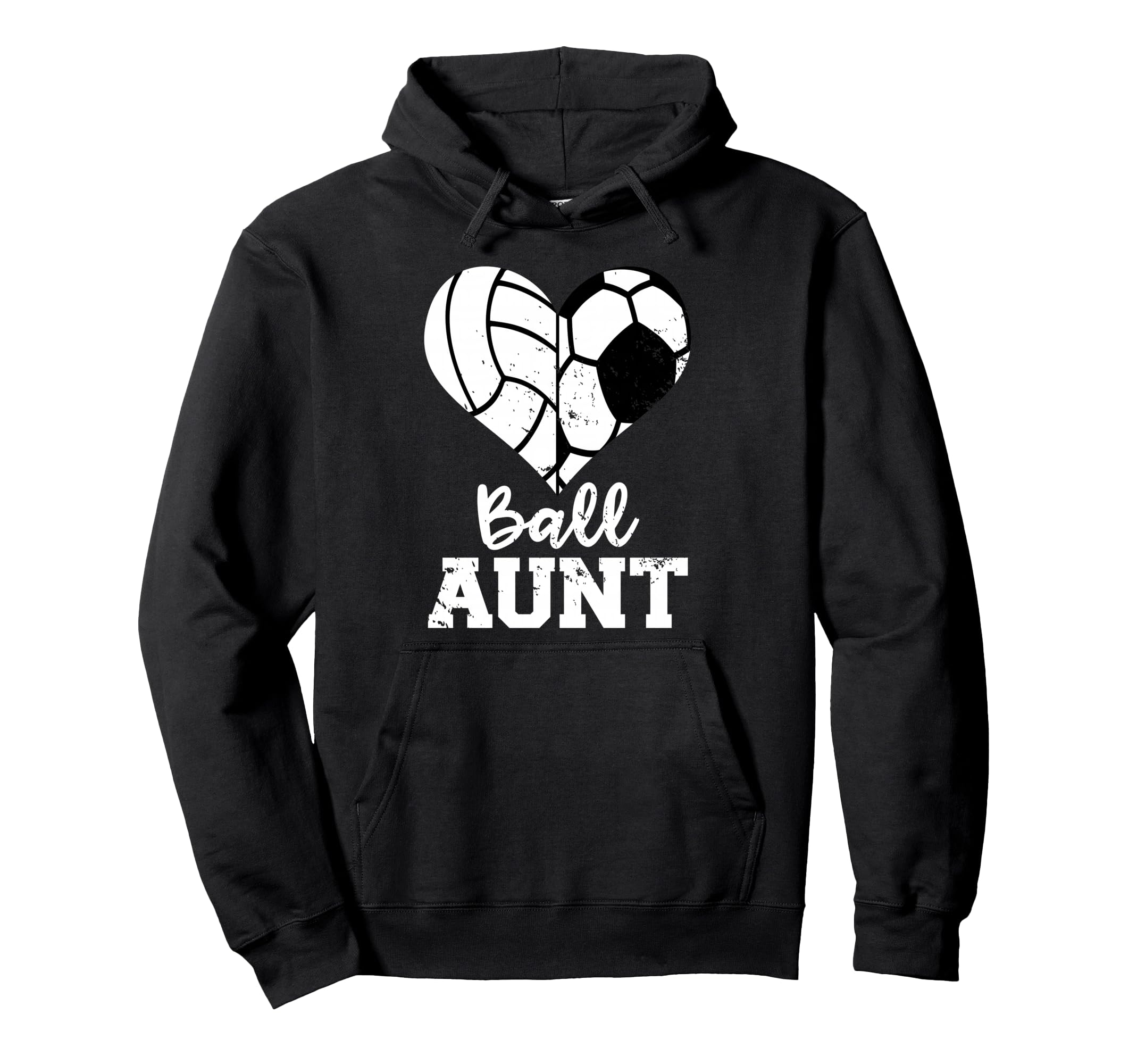 Ball Aunt Heart Funny Soccer Volleyball Aunt Hoodie - Graphic Print Unisex - T-Shirt, Sweatshirt, Hoodie