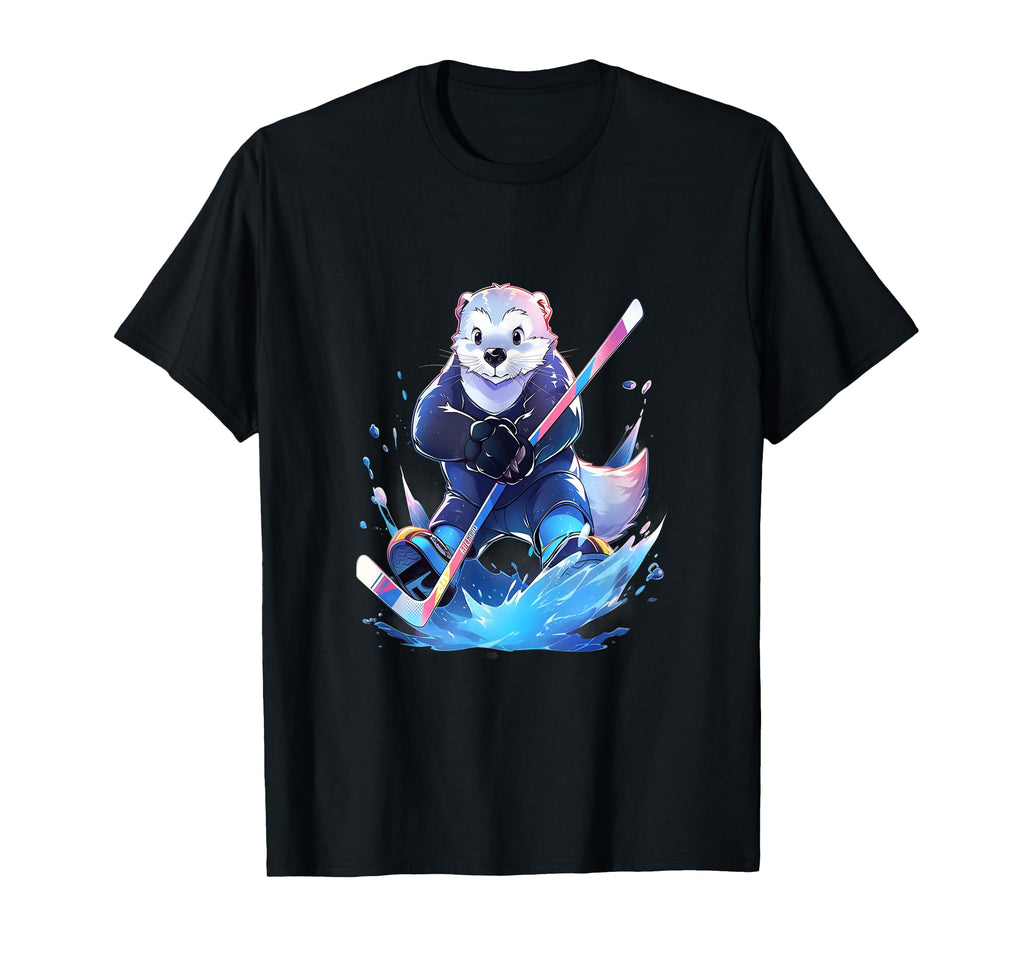 Otter Ice Hockey Player Hockey T-Shirt - Casual Everyday Wear for Adults - T-Shirt, Sweatshirt, Hoodie