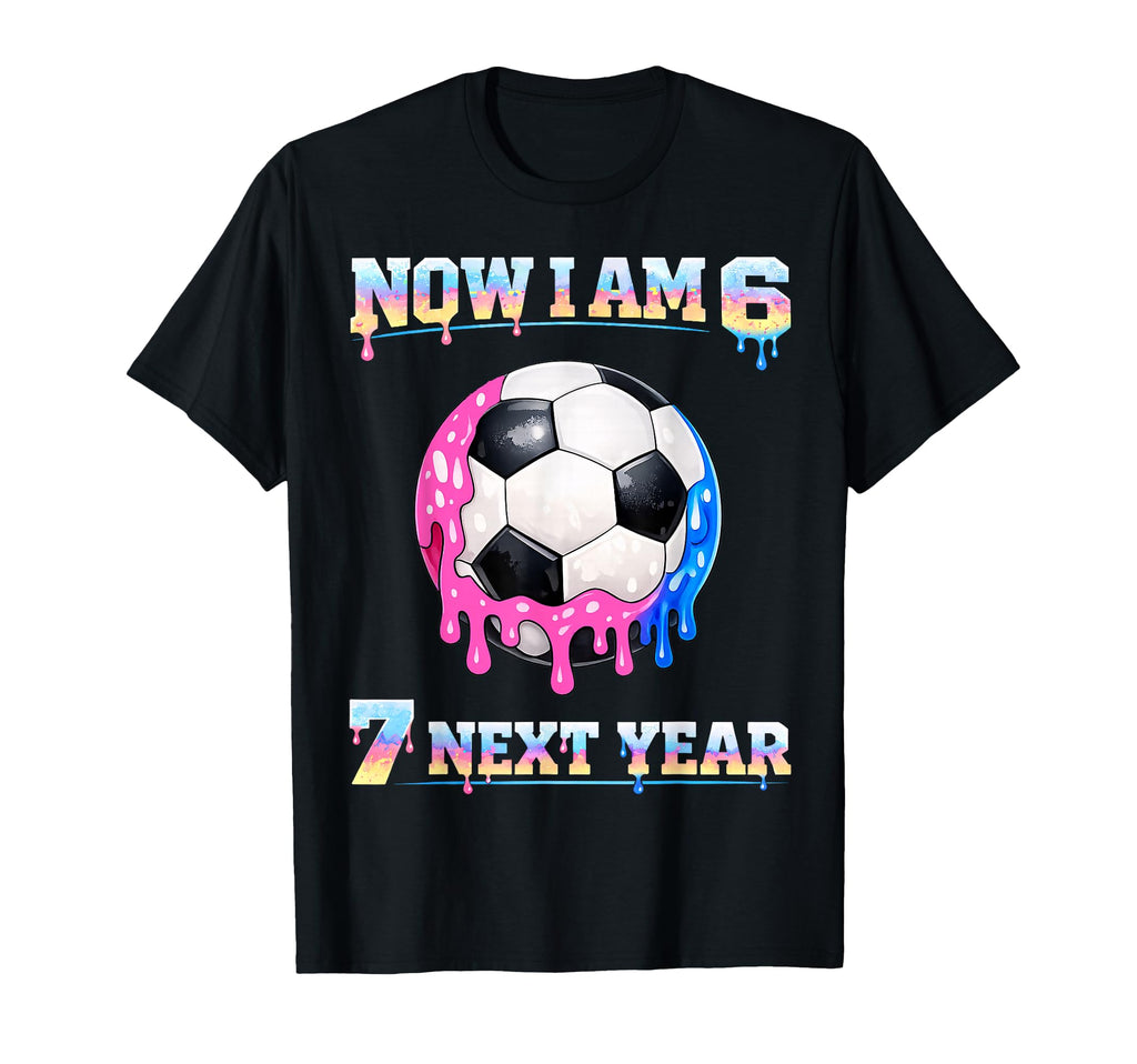 6Th Birthday Soccer Ice Cream Drip T-Shirt - Aesthetic Graphic for Adults - T-Shirt, Sweatshirt, Hoodie