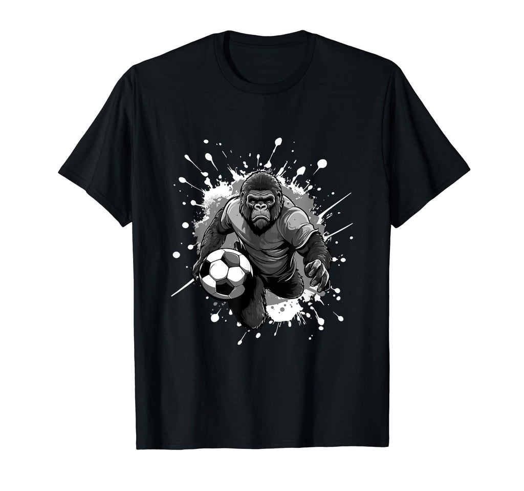Gorilla Playing Soccer Sports Team Animal T-Shirt - Novelty Apparel Unisex - T-Shirt, Sweatshirt, Hoodie