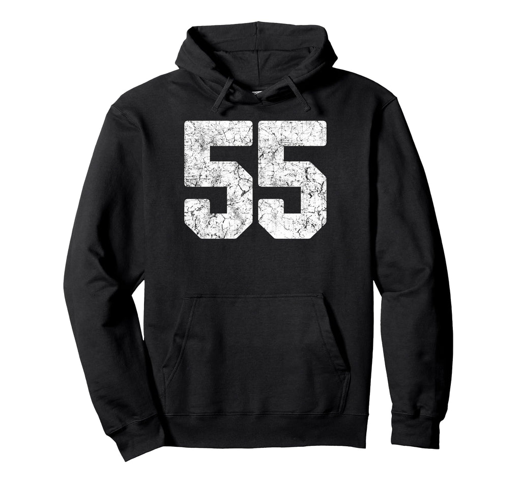 Distressed White Number 55 Jersey Player Hoodie - Custom Art Print Unisex - T-Shirt, Sweatshirt, Hoodie