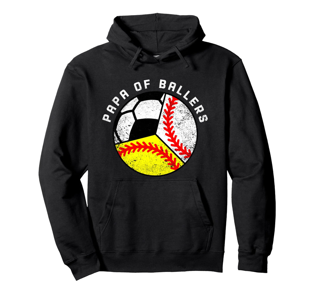 Papa Ballers Funny Baseball Softball Hoodie - Trendy Graphic Men Women - T-Shirt, Sweatshirt, Hoodie