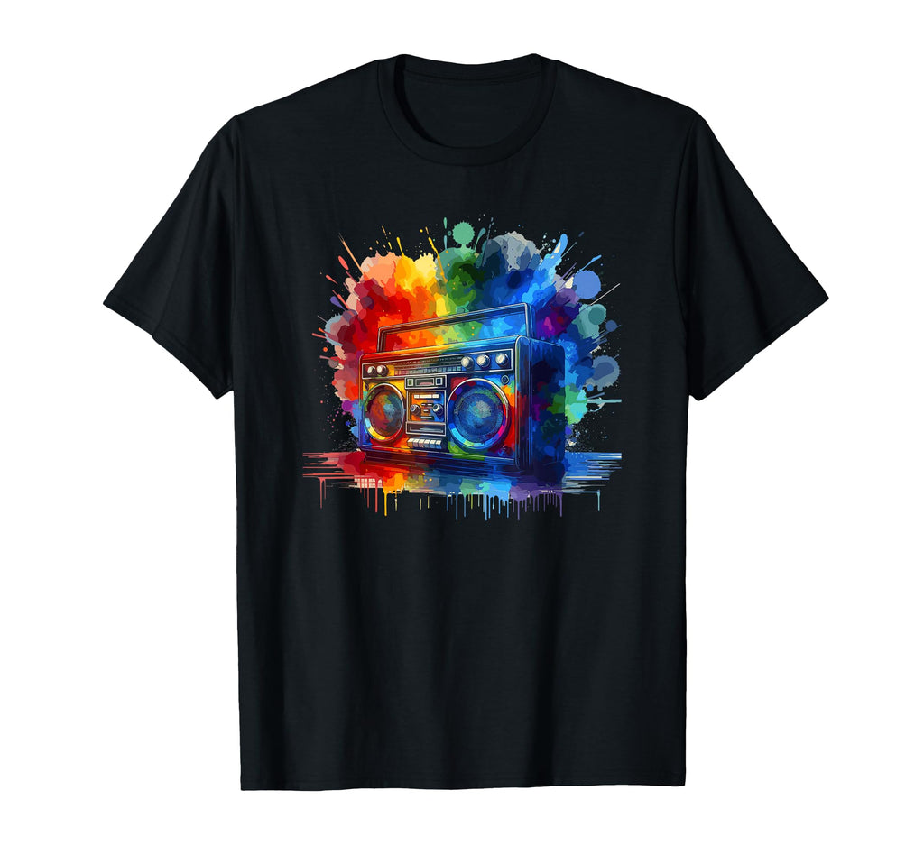 Splash Art Boombox Old School 80S T-Shirt - Unique Graphic for Adults - T-Shirt, Sweatshirt, Hoodie