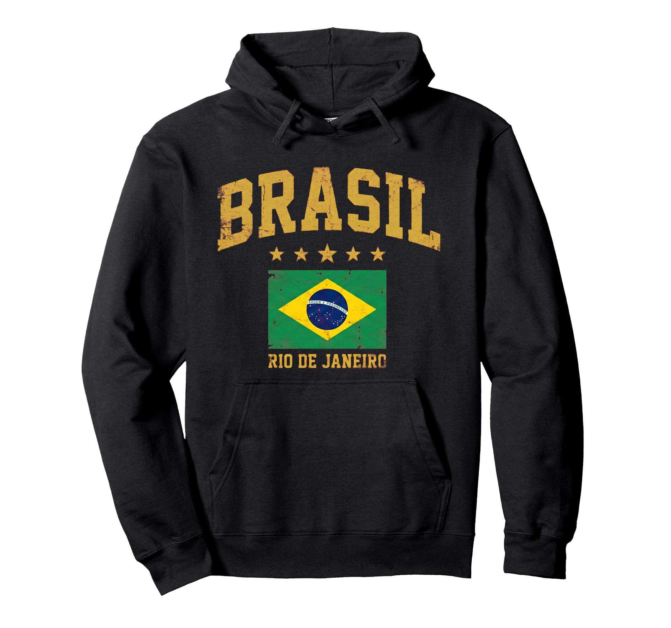 Brasil Rio De Janeiro Distressed Flag Hoodie - Custom Art Print Unisex - T-Shirt, Sweatshirt, Hoodie