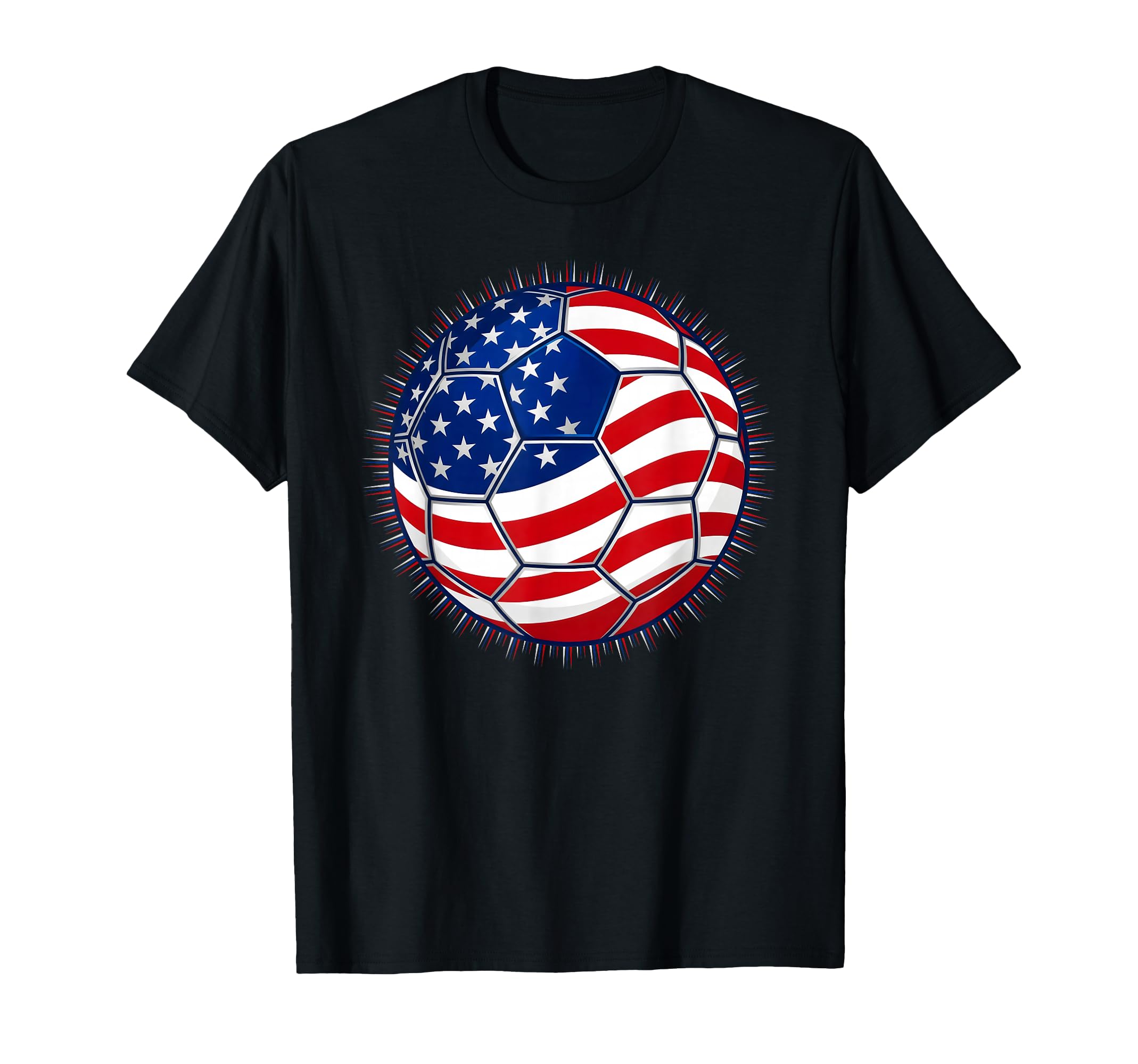 American Flag Soccer Ball Patriotic Usa T-Shirt - Unique Graphic Unisex - T-Shirt, Sweatshirt, Hoodie