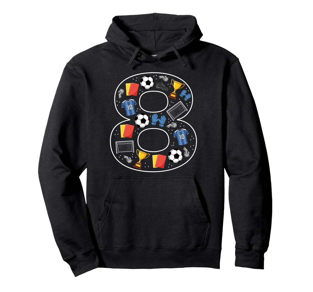 8Th Birthday 8 Year Old Football Soccer Hoodie - Graphic Print for Adults - T-Shirt, Sweatshirt, Hoodie