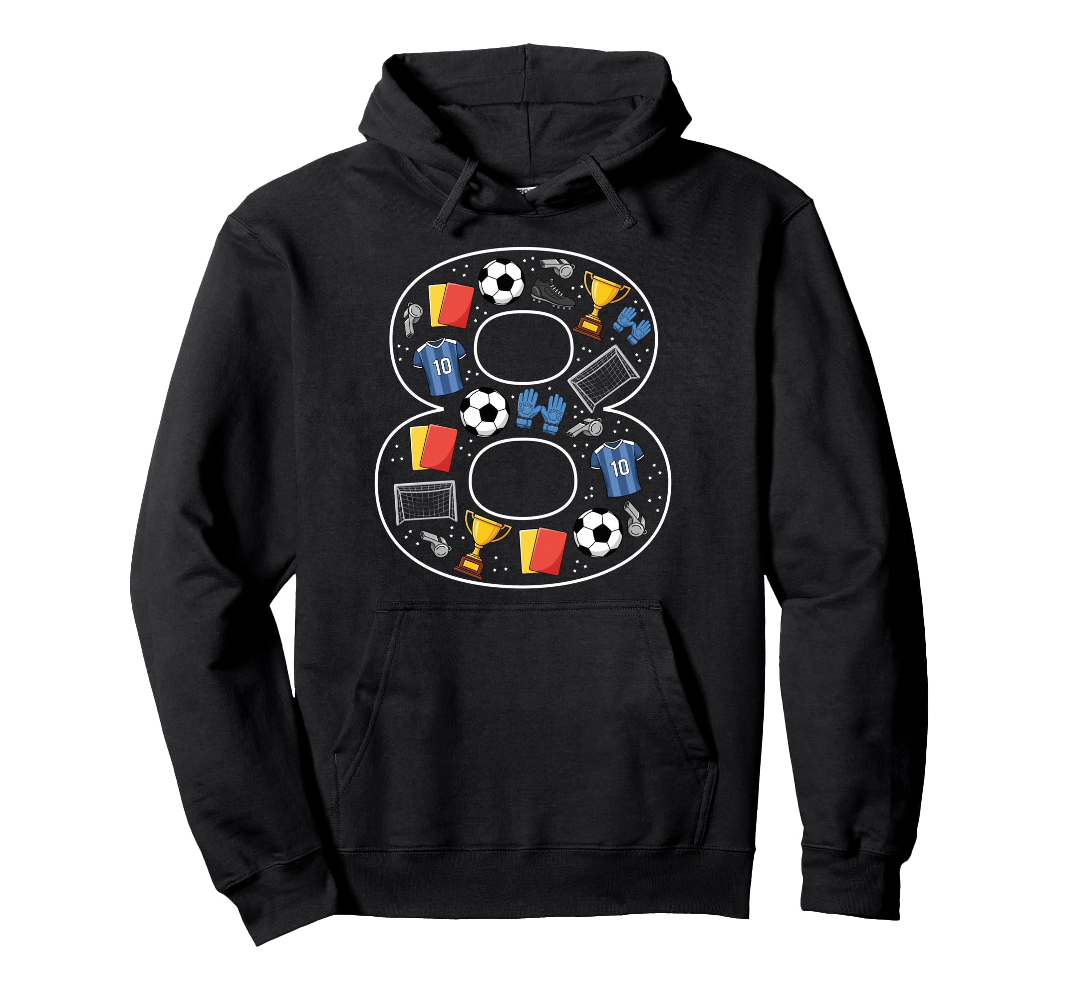 8Th Birthday 8 Year Old Football Soccer Hoodie - Graphic Print for Adults - T-Shirt, Sweatshirt, Hoodie